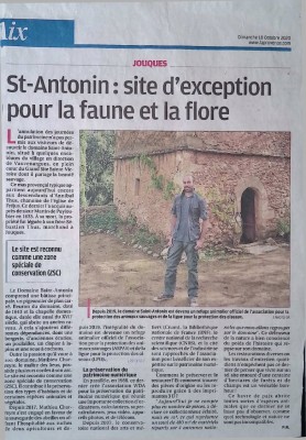 Article dans La Provence du 18/10/2020