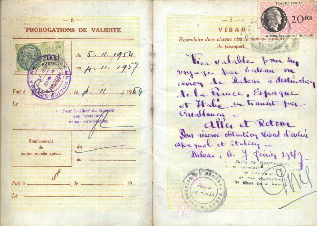 Extrait du passeport de Christian Montjol, 1949 © Domaine Saint-Antonin