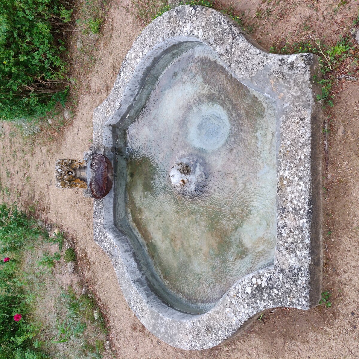 Le bassin central de la terrasse du Domaine Saint-Antonin après restauration - Juin 2016.